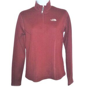 The North Face 1/4 Zip Base Layer Fleece Pullover Top Maroon Size S